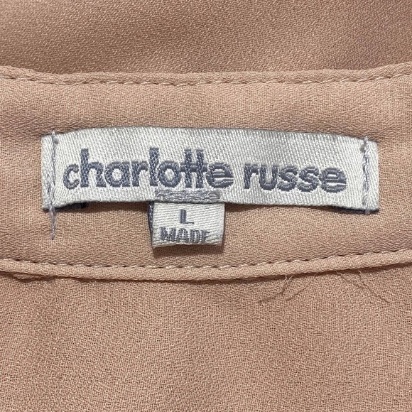 CHARLOTTE Russe Peach Split Neck Blouse Size Large - Picture 9 of 12